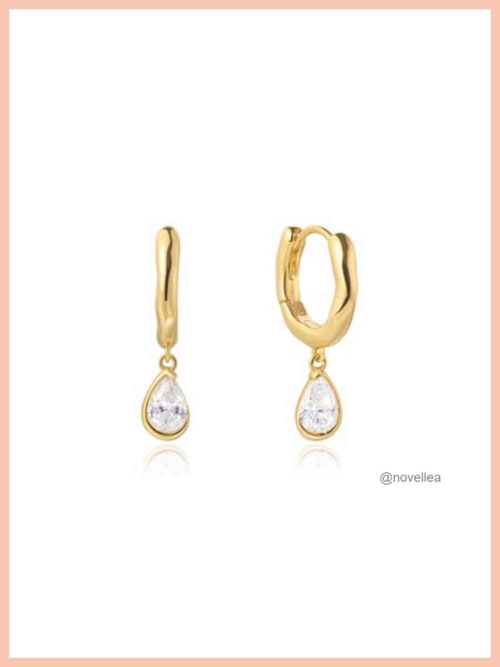18K Gold Plated Huggie Hoop Earrings with CZ Heart Charm for Sensitive Ears
